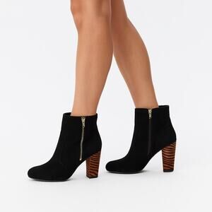 Guess Black Velvet Ankle Boot Animal Print Pony Hair Heel Size 8 Booties GGEMIT